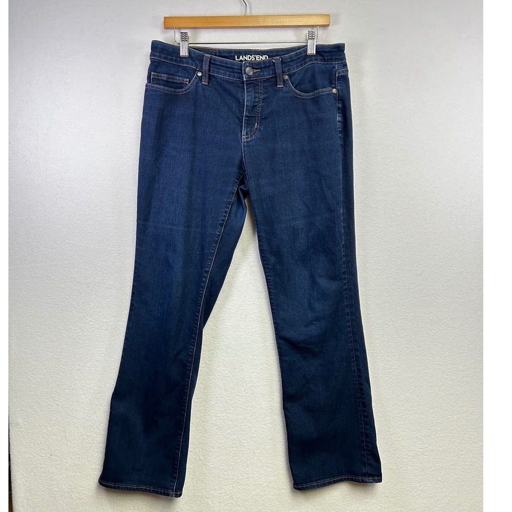 Lands‎ End Womens Bootcut Jeans Dark Wash Mid Rise Size 6